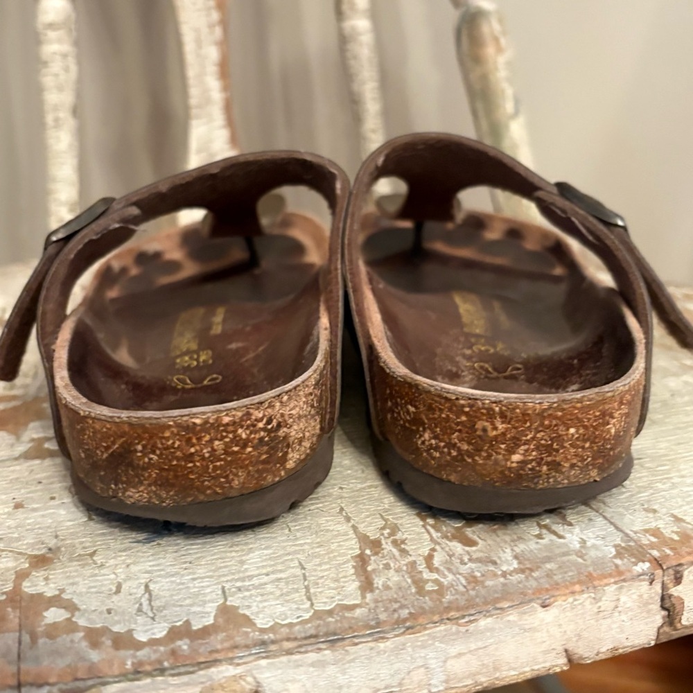 Birkenstock Gizeh thong sandals oiled leather Habana brown sz 38 Women 7 Men 5 - Picture 5 of 10